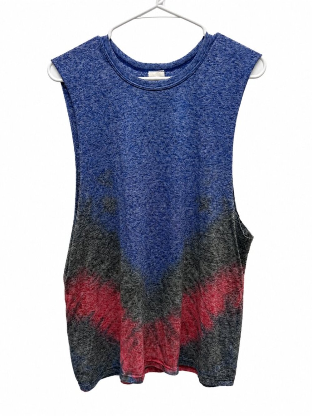 Obey Blue Tank with Charcoal and Red Chevron Accents